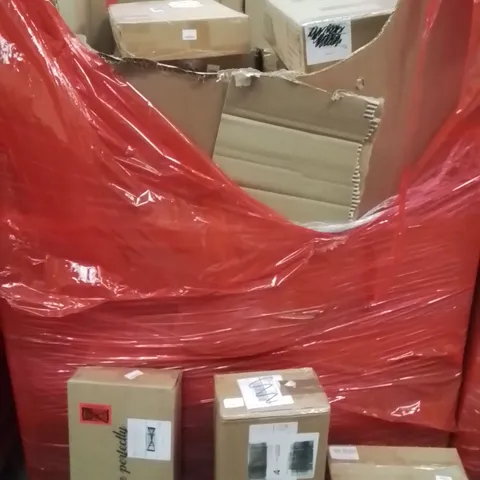 PALLET OF ASSORTED HOUSEHOLD GOODS AND PRODUCTS TO INCLUDE;FLOATING SHELVES,CLOTHES AIRER,GARDEN ORNAMENT