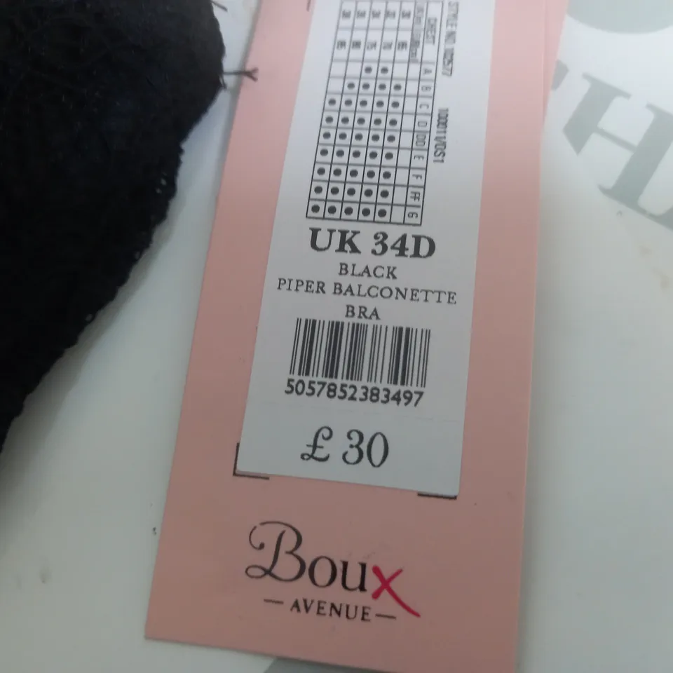 BOUX AVENUE PIPER BALCONETTE BRA IN BLACK - UK 34D