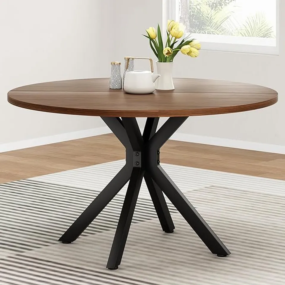 BOXED ROUND DINING TABLE 6 PEOPLE - WALNUT (1 BOX)