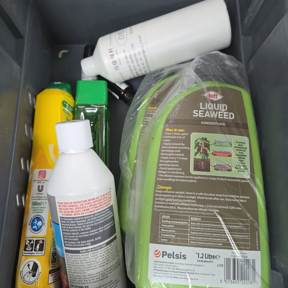 APPROXIMATELY 10 ASSORTED HOUSEHOLD PRODUCTS TO INCLUDE LAUNDRY DETERGENT, FABRIC SOFTENER, LIQUID SEAWEED ETC