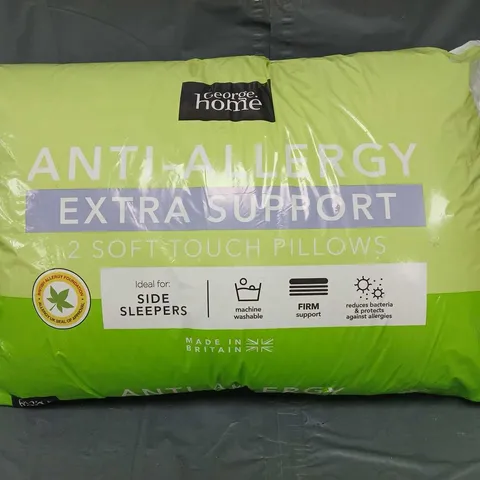 PAIR OF ANTI-ALLERGY EXTRA SUPPORT SOFT TOUCH PILLOWS