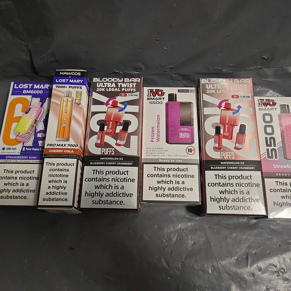 APPROXIMATELY 15 ASSORTED E-CIGARETTE & VAPING ITEMS TO INCLUDE IVG, BLOODY BAR, LOST MARY ETC
