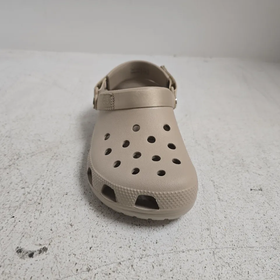PAIR OF CROCS CLASSIC KID'S SATIN CLOGS IN TAUPE SIZE UK J3