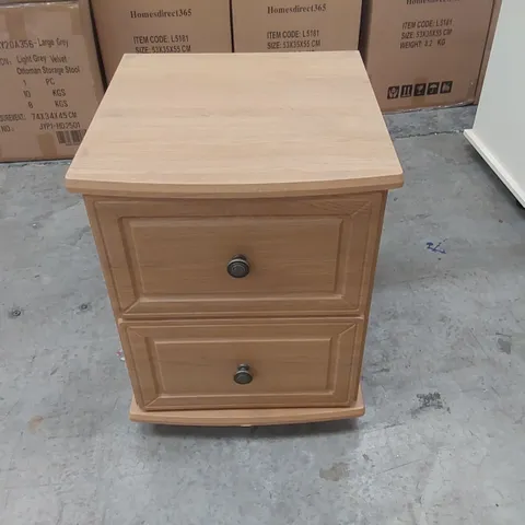 DESIGNER WOODEN 2 DRAWER BEDSIDE TABLE ON WHEELS
