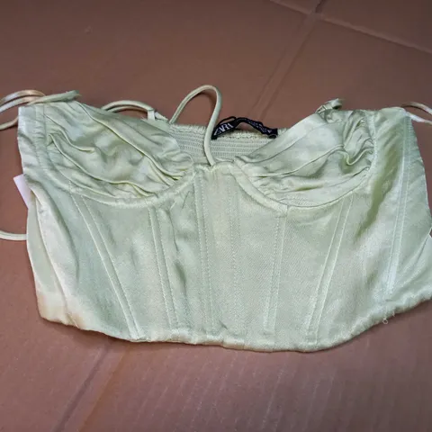ZARA SAGE SATIN BRALETTE TOP - XS
