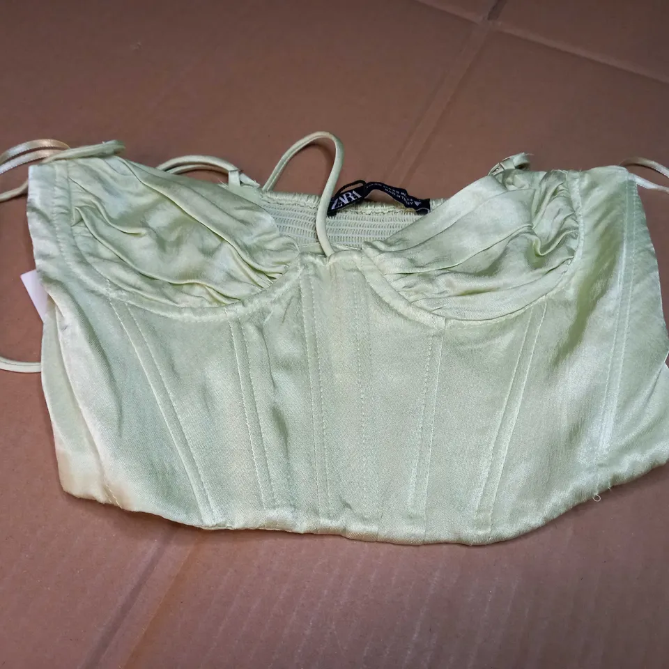 ZARA SAGE SATIN BRALETTE TOP - XS