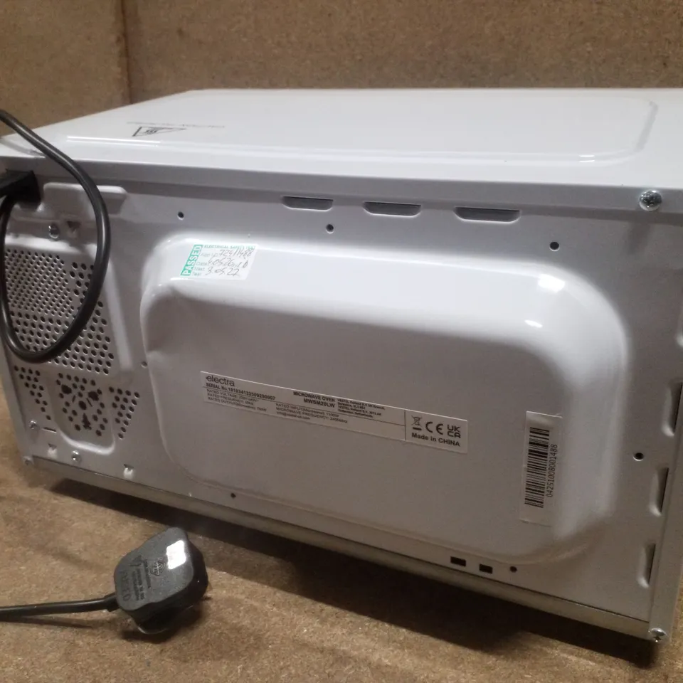 ELECTRA MWSM20LW 20L 26CM HIGH, FREESTANDING SMALL STANDARD MICROWAVE OVEN - WHITE