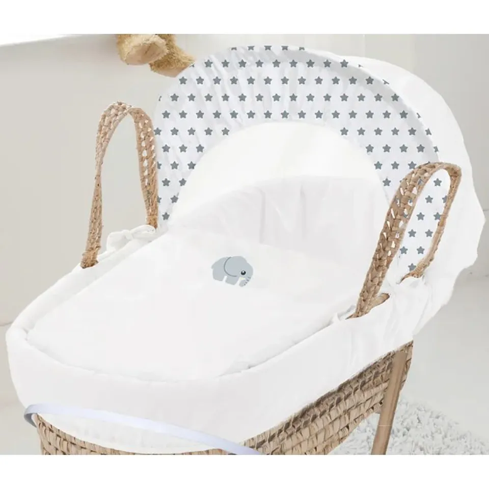 BAGGED BATRES WHITE/GREY ELEPHANT PRINT COTTON BLEND BEDDING SET // SIZE UNSPECIFIED (1 ITEM)