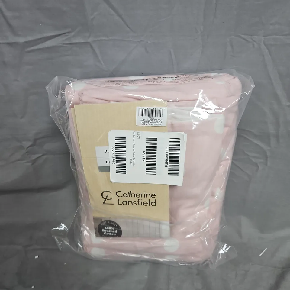 CATHERINE LANSFIELD BRUSHED POLKA DOT DOUBLE DUVET SET – PINK