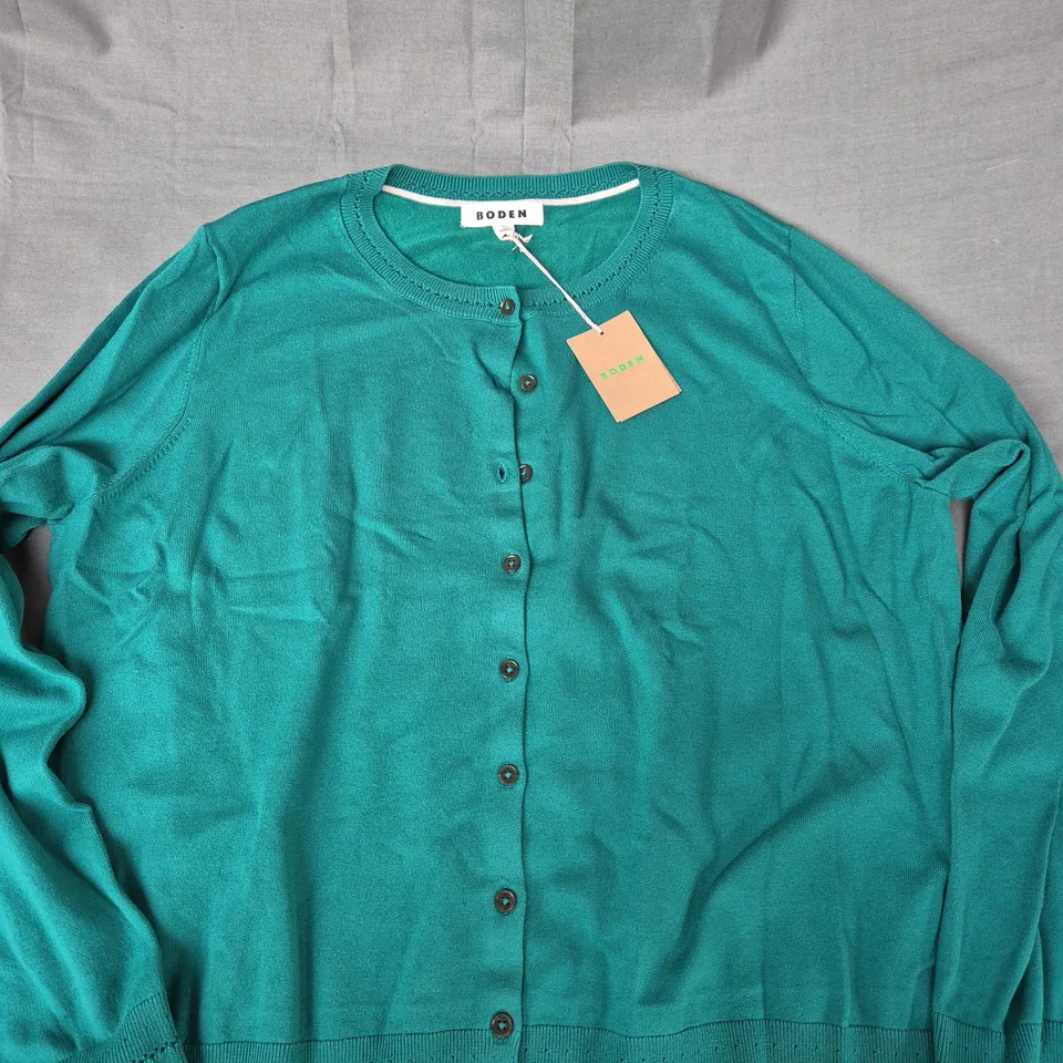 BODEN CATRIONA COTTON CARDIGAN IN GREEN - XL