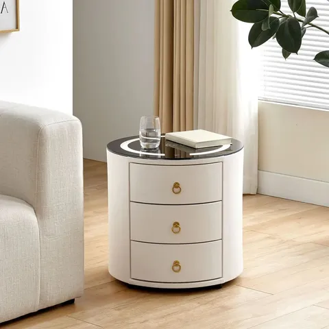 BOXED BROOKLINE WHITE SMART BEDSIDE TABLE