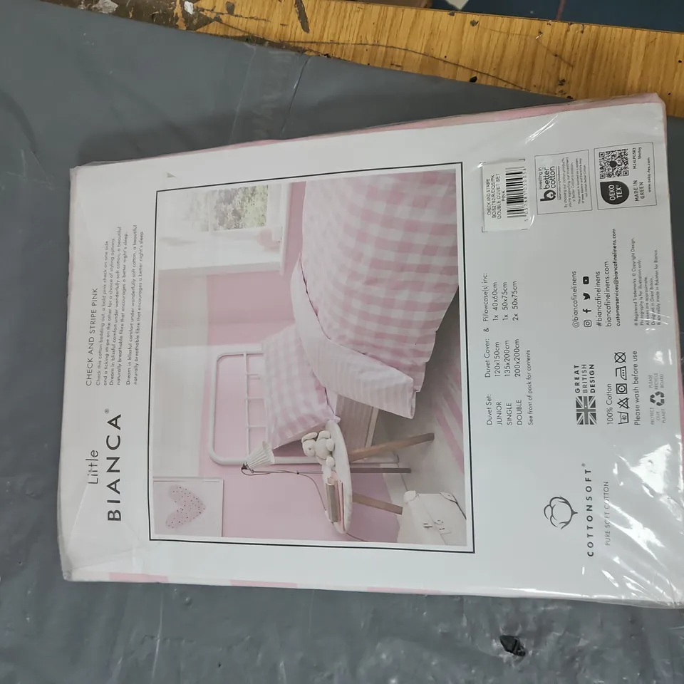 LITTLE BIANCA PINK CHECK DUVET SET – SINGLE, 100% COTTON (COTTONSOFT)