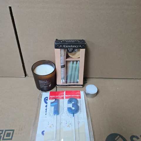 TOTE OF APPROXIMATELY 12 ASSORTED SCENTED CANDLES AND TEALIGHTS