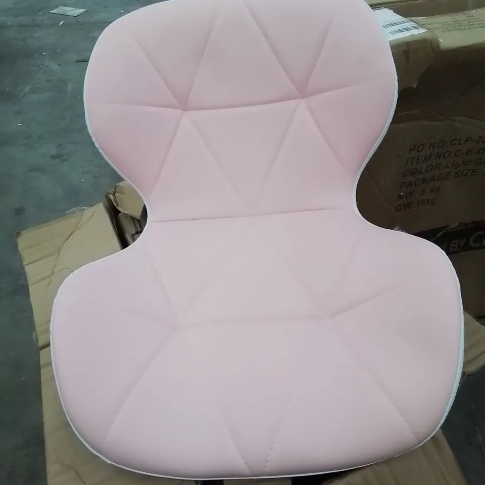 A BOXED BABY PINK AND WHITE OFFICE SWIVEL CHAIR