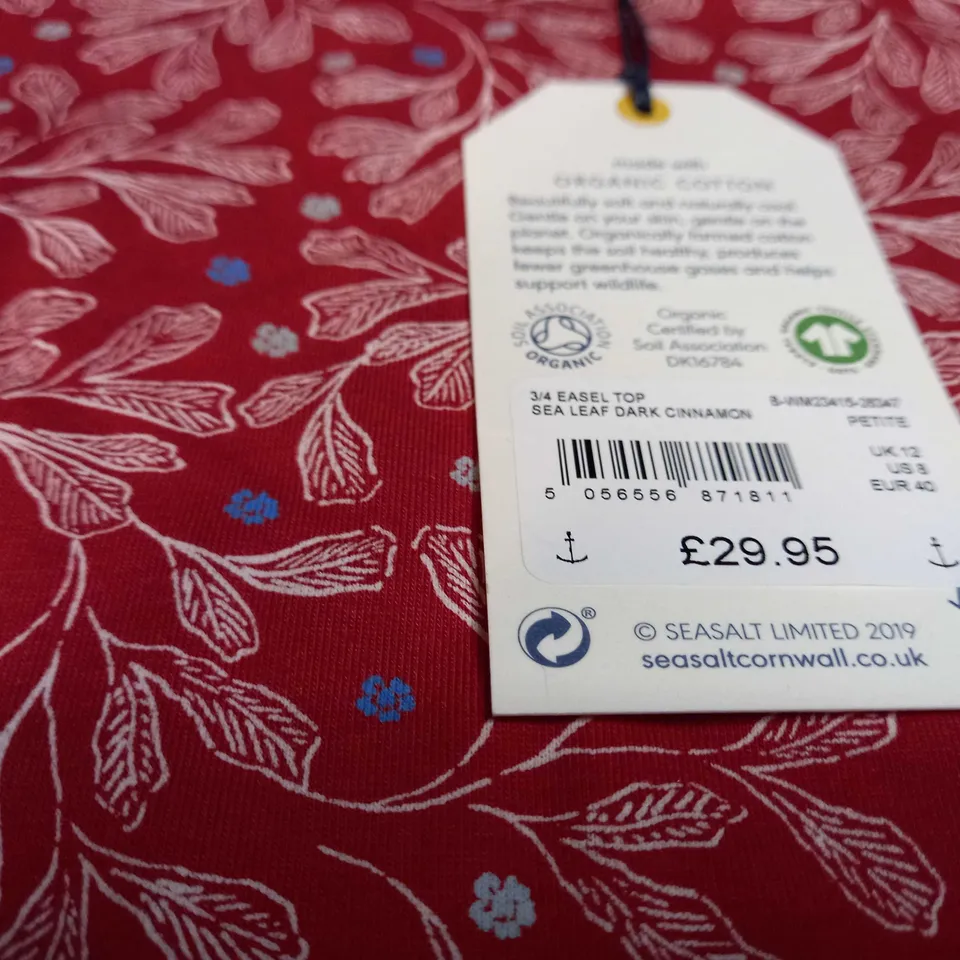 SEASALT CORNWALL CINNAMON/SEA LEAF PETITE TOP - SIZE 12