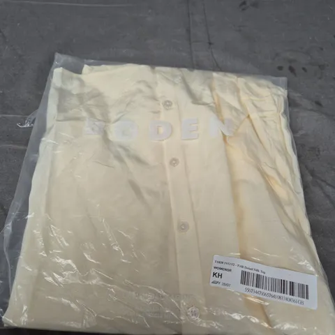 BODEN WOMEN'S SILK TOP WITH FRILL DETAIL - CREAM, UK 12