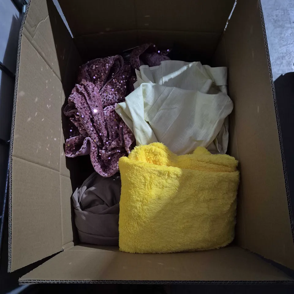 APPROXIMATELY 25 SORTED ITEMS YELLOW ONESIE BLACK TOP AND MATCHING TRACKSUIT   