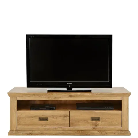 BOXED GRADE 1 CLIFTON OAK-EFFECT WIDE TV UNIT OAK (1 BOX)