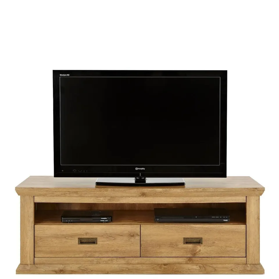 BOXED GRADE 1 CLIFTON OAK-EFFECT WIDE TV UNIT OAK (1 BOX) RRP £179