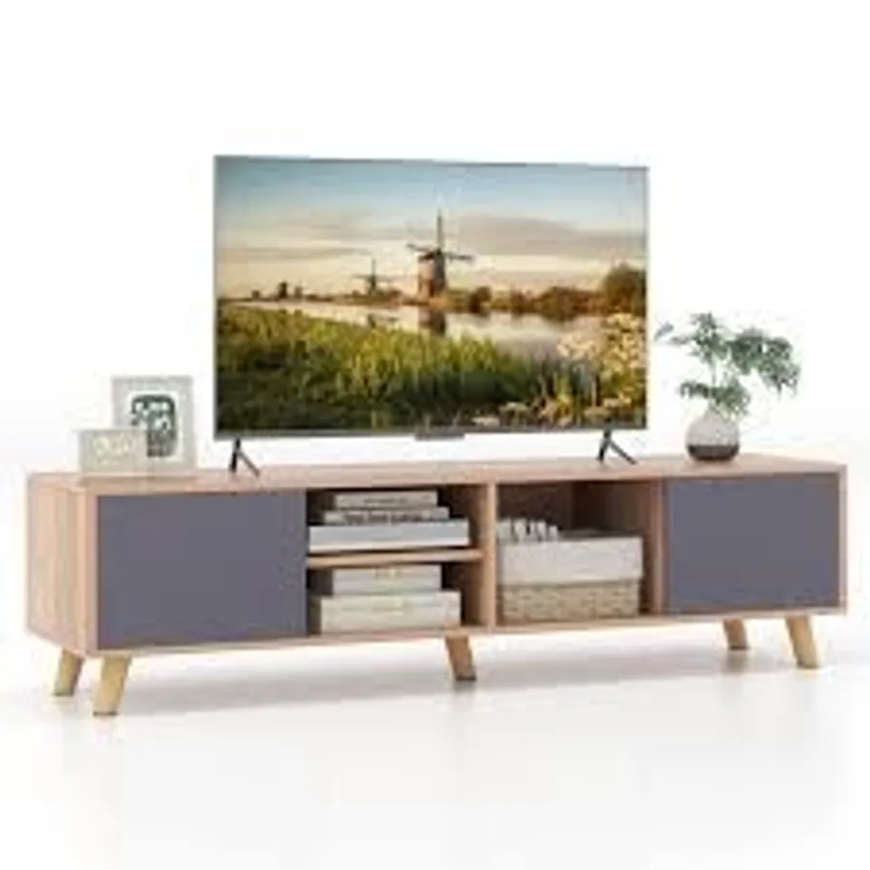 BOXED TV STAND ENTERTAINMENT CENTER WITH 2 SIDE CABINETS