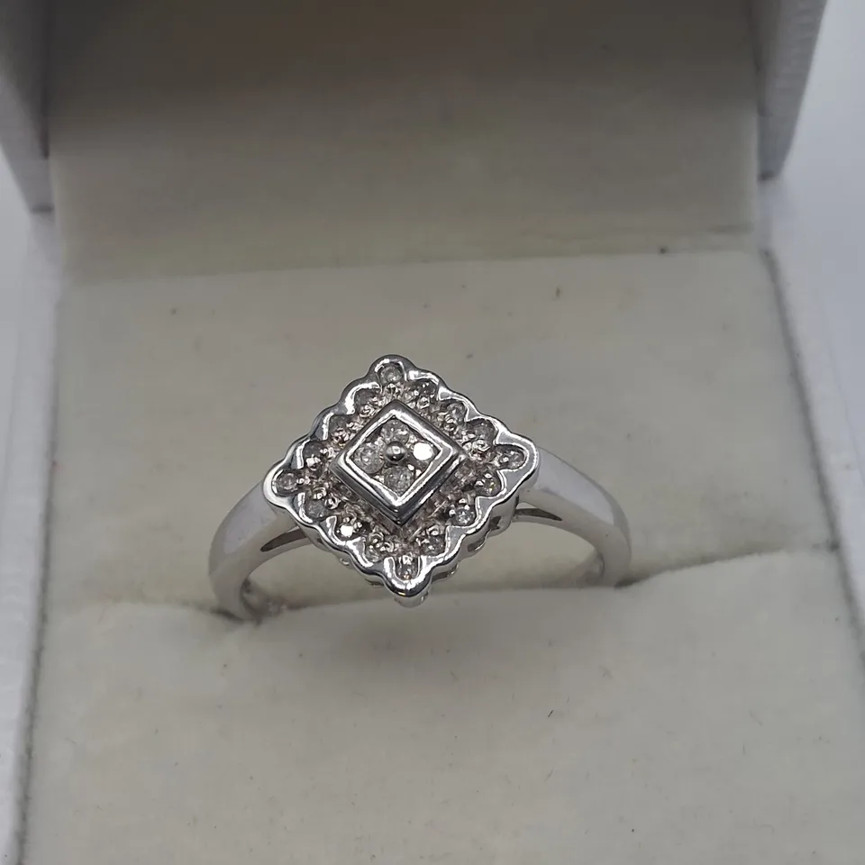 9CT WHITE GOLD DRESS RING SET WITH NATURAL DIAMONDS