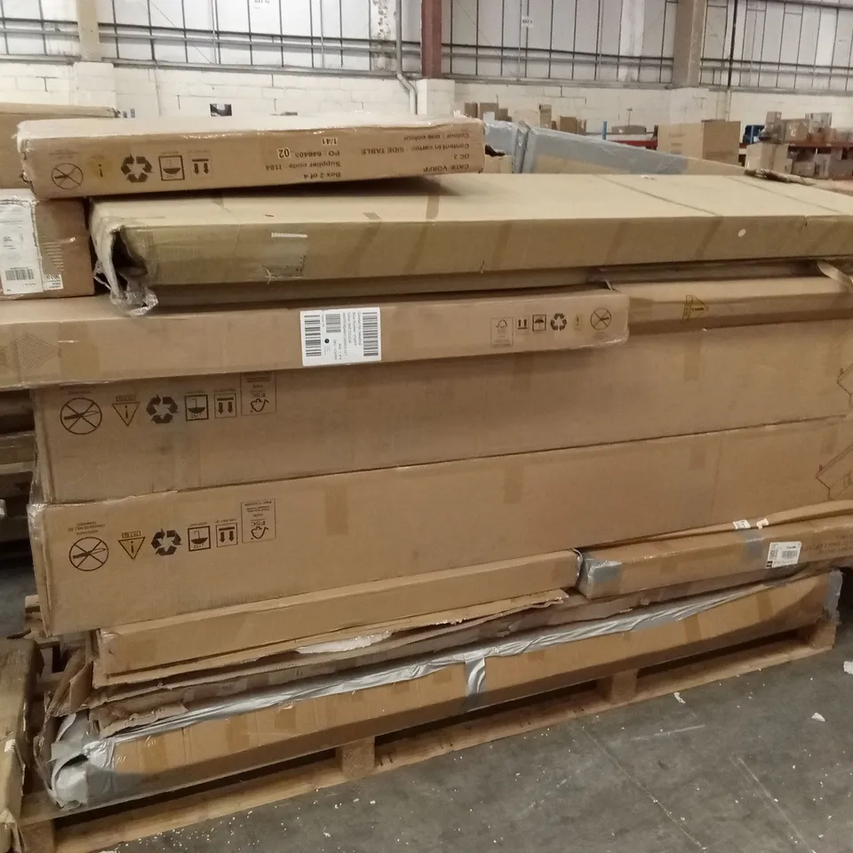 PALLET OF ASSORTED INCOMPLETE DESIGNER FURNITURE PARTS AND PIECES 