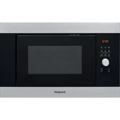 HOTPOINT MF25GIXH 25 LITRE 39CM HIGH, BUILT IN SMALL MICROWAVE WITH GRILL - STAINLESS STEEL EFFECT