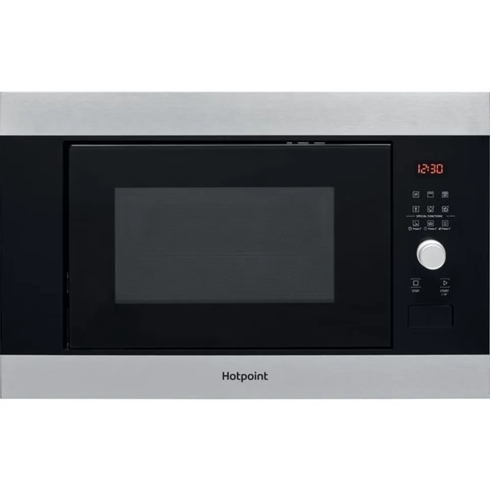 HOTPOINT MF25GIXH 25 LITRE 39CM HIGH, BUILT IN SMALL MICROWAVE WITH GRILL - STAINLESS STEEL EFFECT