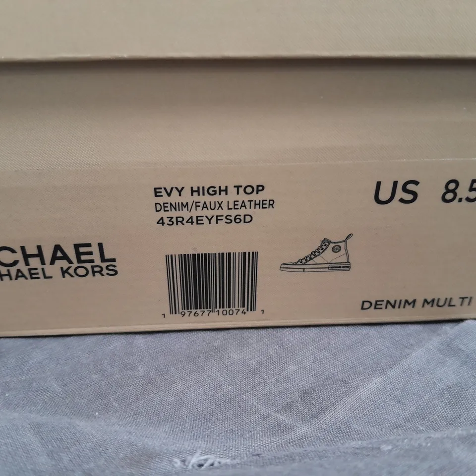 BOXED PAIR OF MICHAEL KORS DENIM HI-TOPS - US 8.5M