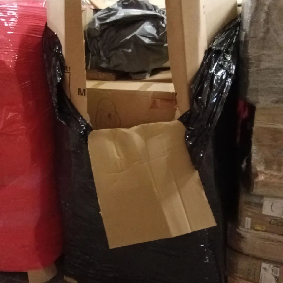 PALLET OF ASSORTED HOUSEHOLD GOODS AND PRODUCTS TO INCLUDE; GRABBER TOOLS, TOILET RISER, CONVECTION HEATERS, OFFICE CHAIR ETC