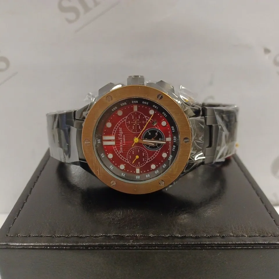 LIMITED EDITION SWAN & EDGAR HAND ASSEMBLED CERTITUDE AUTOMATIC RED WATCH RRP £210