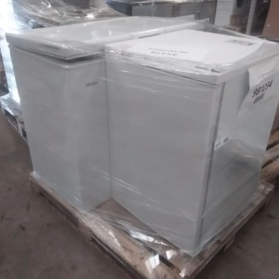 HAIER HCE203F FREESTANDING CHEST FREEZER 198L AND HISENSE FREESTANDING 56CM UNDER COUNTER FRIDGE
