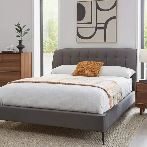 BOXED KETRINA DOUBLE BEDFRAME IN GREY (4 BOXES)