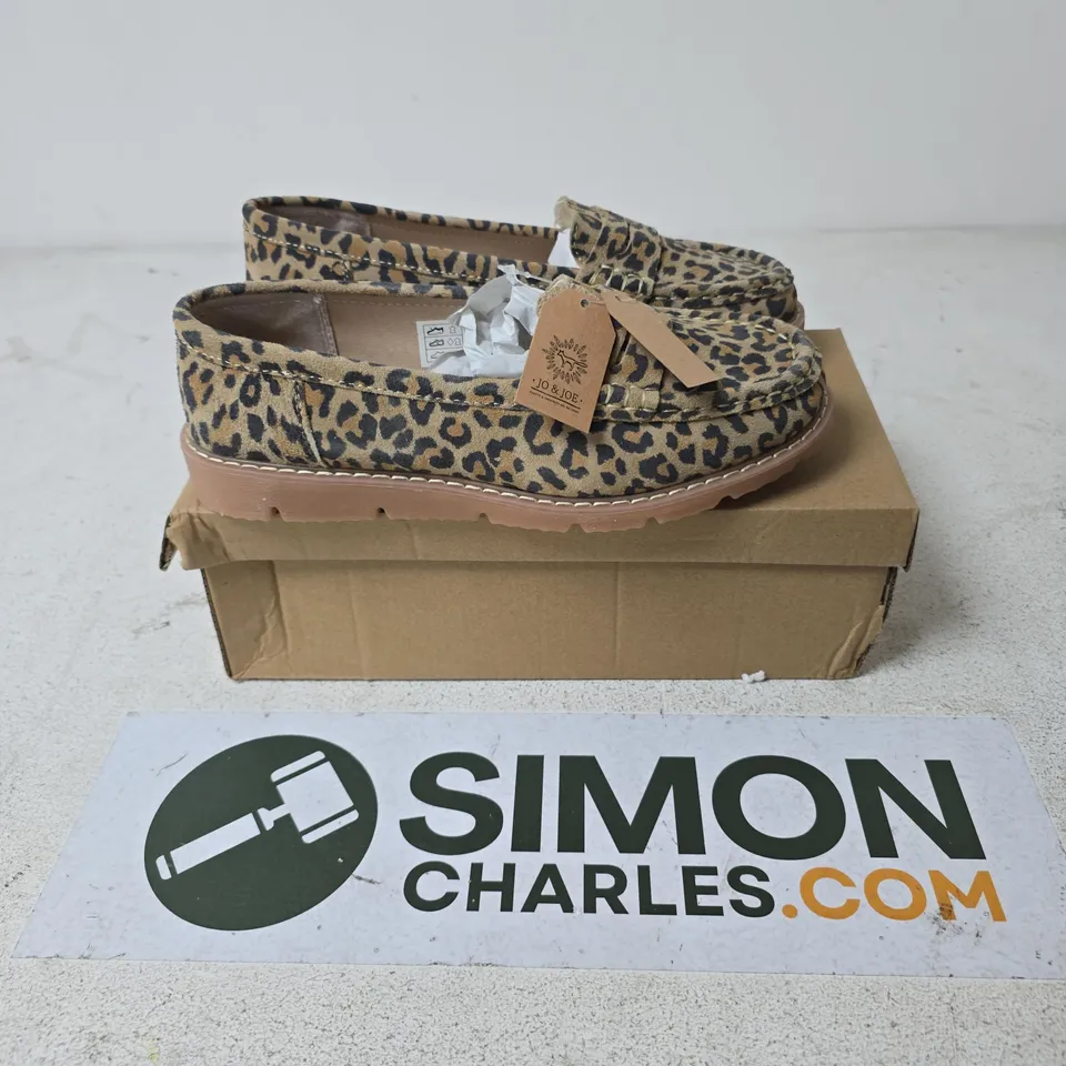 BOXED PAIR OF JO & JOE SHORE SHOES IN LEOPARD - SIZE 6