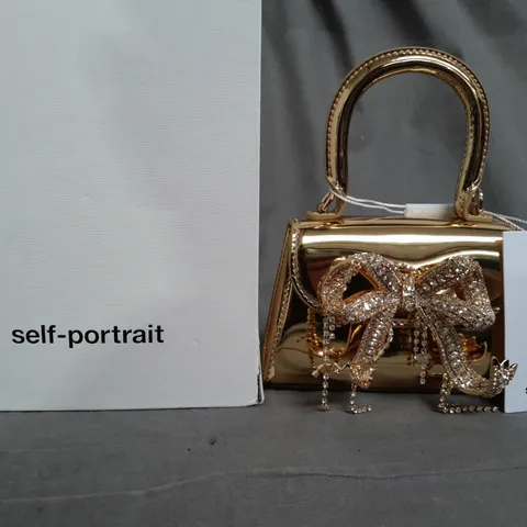 BOXED SELF-PORTRAIT SHINNY GOLDEN MINI HAND BAG 