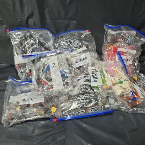 8 BAGS OF ASSORTED LEGO SET PARTS TO INCLUDE BUNNY AND BATMAN