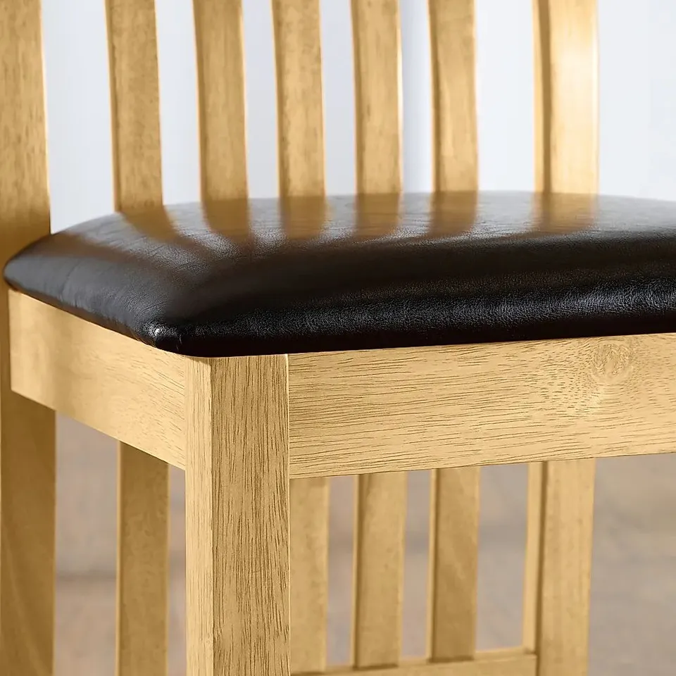 BOXED BALI OAK DINING CHAIR (BROWN SEAT PAD)