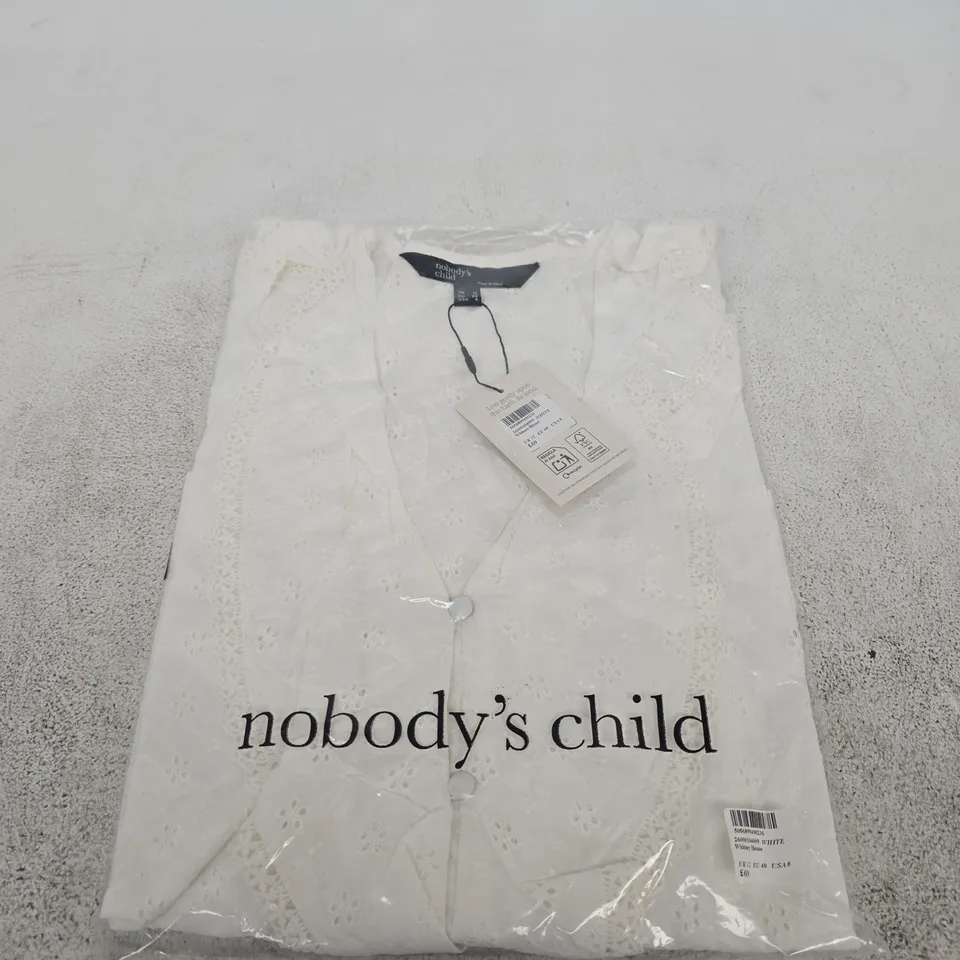NOBODY'S CHILD WHITE LACE WHITNEY BLOUSE – UK 12 