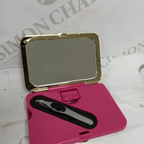 SET OF 2 SIMPLY BEAUTY 7X MAGNIFICATION MIRROR WITH LED, TWEEZERS & CRYSTAL NAIL FILE