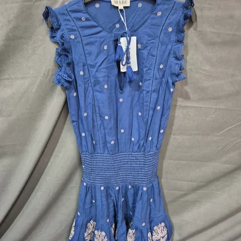 MABE BLUE EMBROIDERED DRESS WITH TASSEL DETAIL - SIZE S