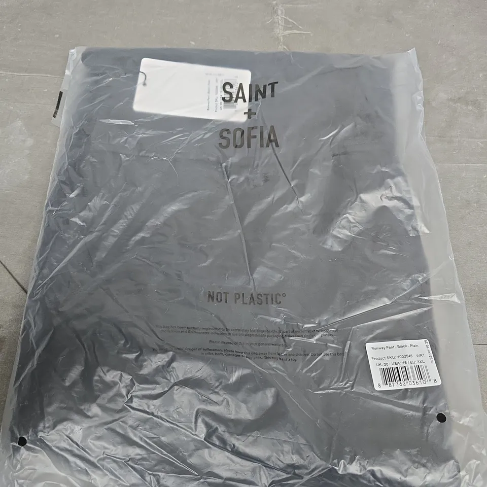 SAINT + SOFIA RUNWAY PANT – BLACK, PLAIN, UK 20 (US 16, EU 3XL)