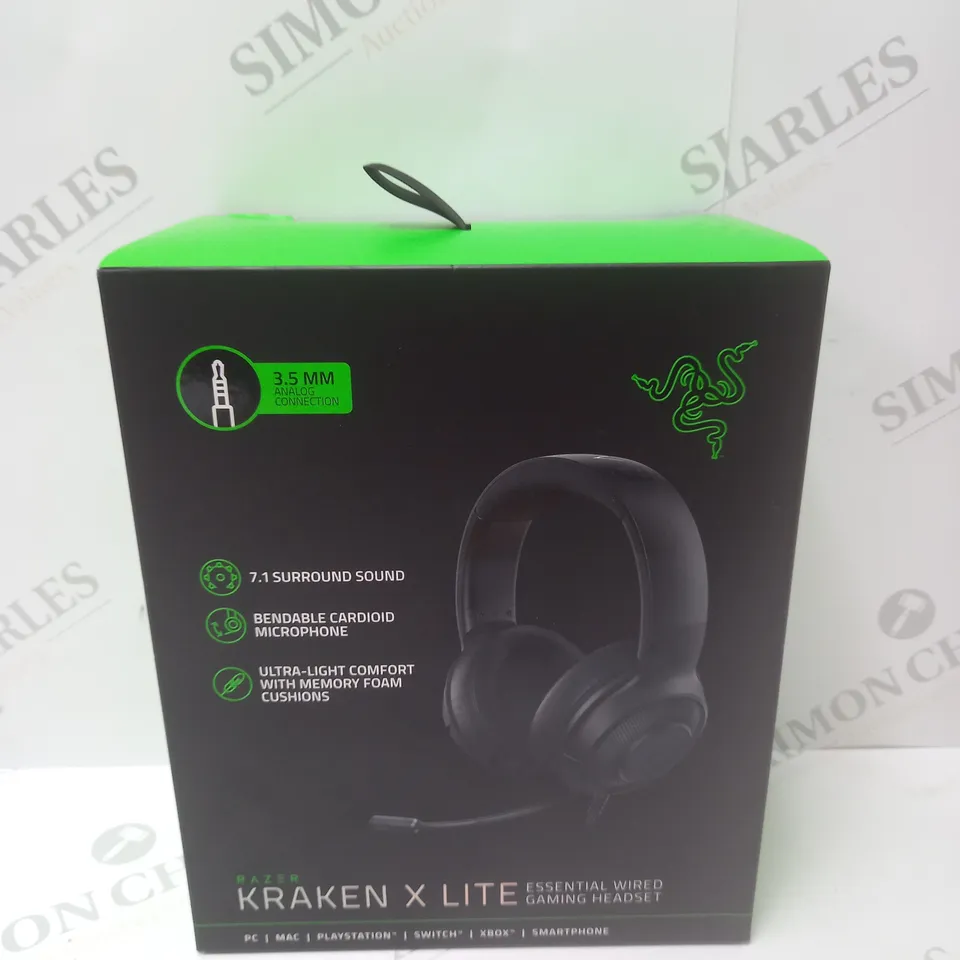 BRAND NEW BOXED RAZER KRAKEN X LITE WIRED GAMING HEADSET - BLACK