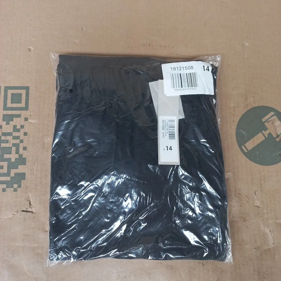BAGGED ROMAN PETITE BUTTON SIDE TROUSERS IN BLACK SIZE 14