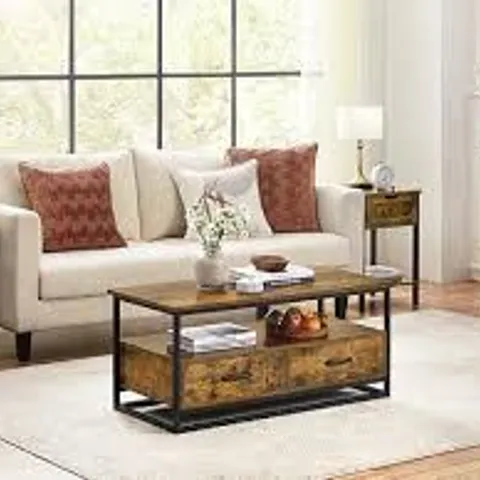 BOXED FRAME COFFEE TABLE WITH STORAGE - RUSTIC BROWN (1 BOX)