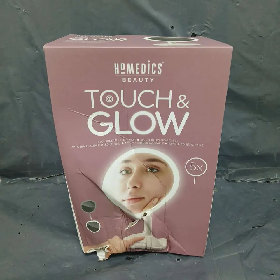 BOXED HOMEDICS TOUCH & GLOW RECHARGABLE LED MIRROR