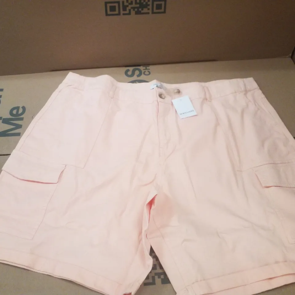 BOX CONTAING APPROXIMATELY 36X BRAND NEW JD WILLIAM'S CARGO SHORTS - COLOUR PEACH - SIZE 22