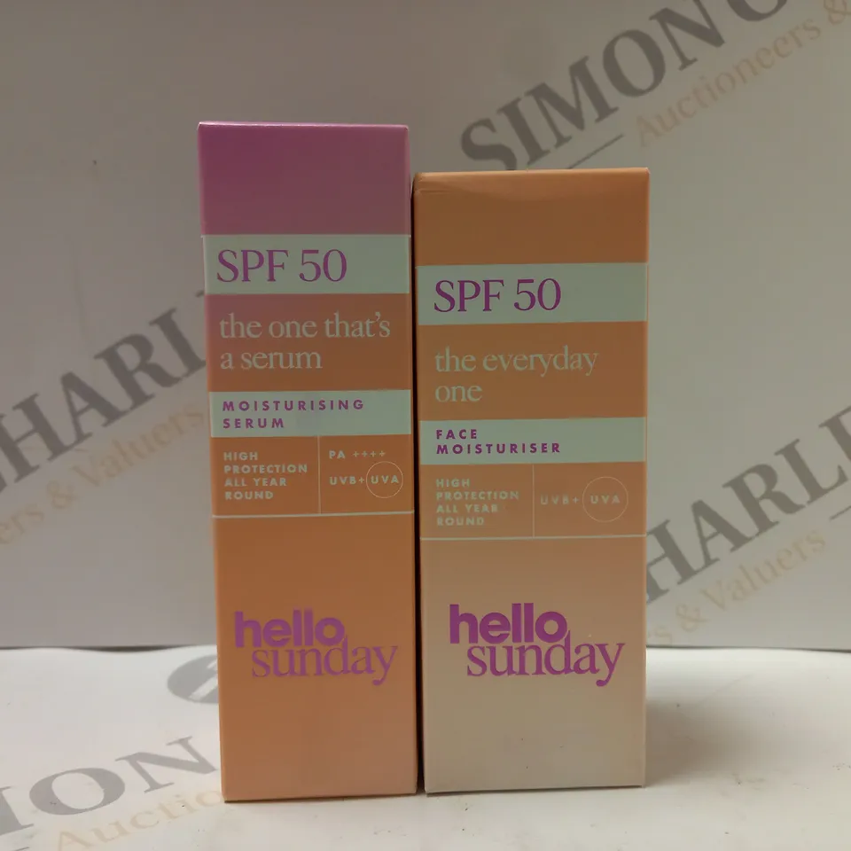 BOX OF 2 HELLO SUNDAY PRODUCTS TO INCLUDE MOISTURISING SERUM 30ML & FACE MOISTURISER 50ML