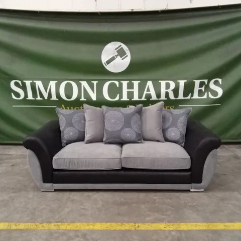 DANUBE FABRIC/FAUX LEATHER 3 SEATER SOFA