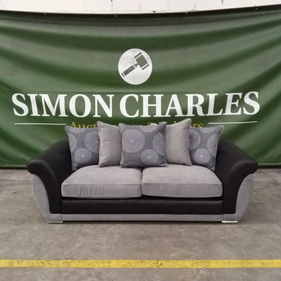 DANUBE FABRIC/FAUX LEATHER 3 SEATER SOFA RRP £599