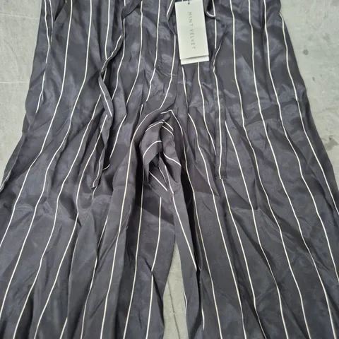 MINT VELVET SICILIAN BLACK STRIPE WIDE TROUSERS, XS SHORT